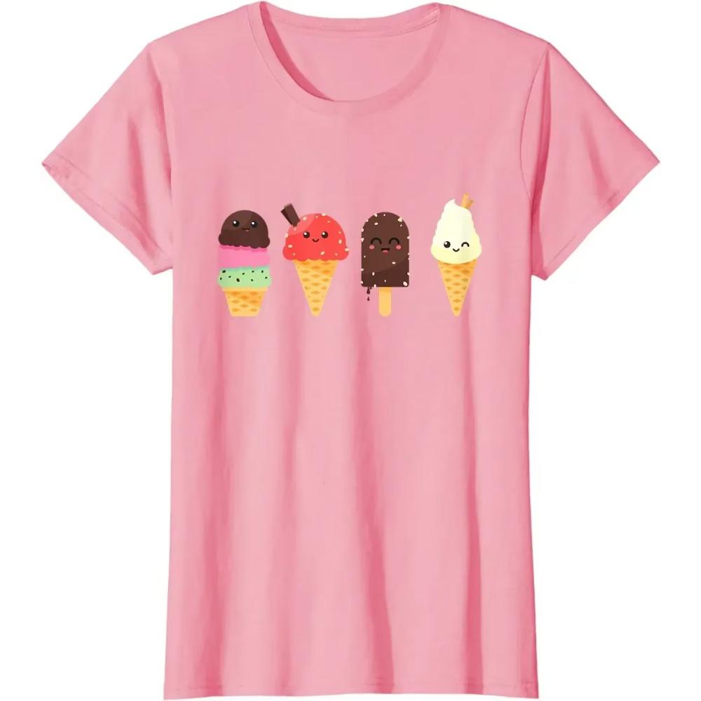 Cartoon Ice Cream Lover T-Shirts for Summer Men Clothing Casual Cotton Daily Four Seasons Tees Oversized T Shirt S-6XL
