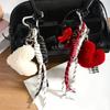Plush Heart  Keychain Woven Rope Exquisite Creative Design Backpack High-end DIY Bow Keychain Accessory Gift