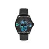Relógio de Quartzo com Pulseira de Couro 44mm Mostrador Preto Relógio Caveira Relógios Masculinos Azul DZ1973