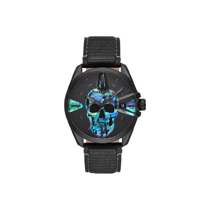 

Diesel Quartz Watch With Leather Strap 44Mm Black Dial Skull Watch Men watches Blue DZ1973 Regular Watch Box,Black Dial