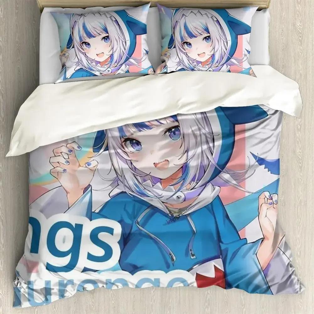 Anime Hololive EN Gawr Gura 3D Printed Bedding Set Duvet Covers Pillowcases Comforter Bedding Set Bedclothes Bed Linen