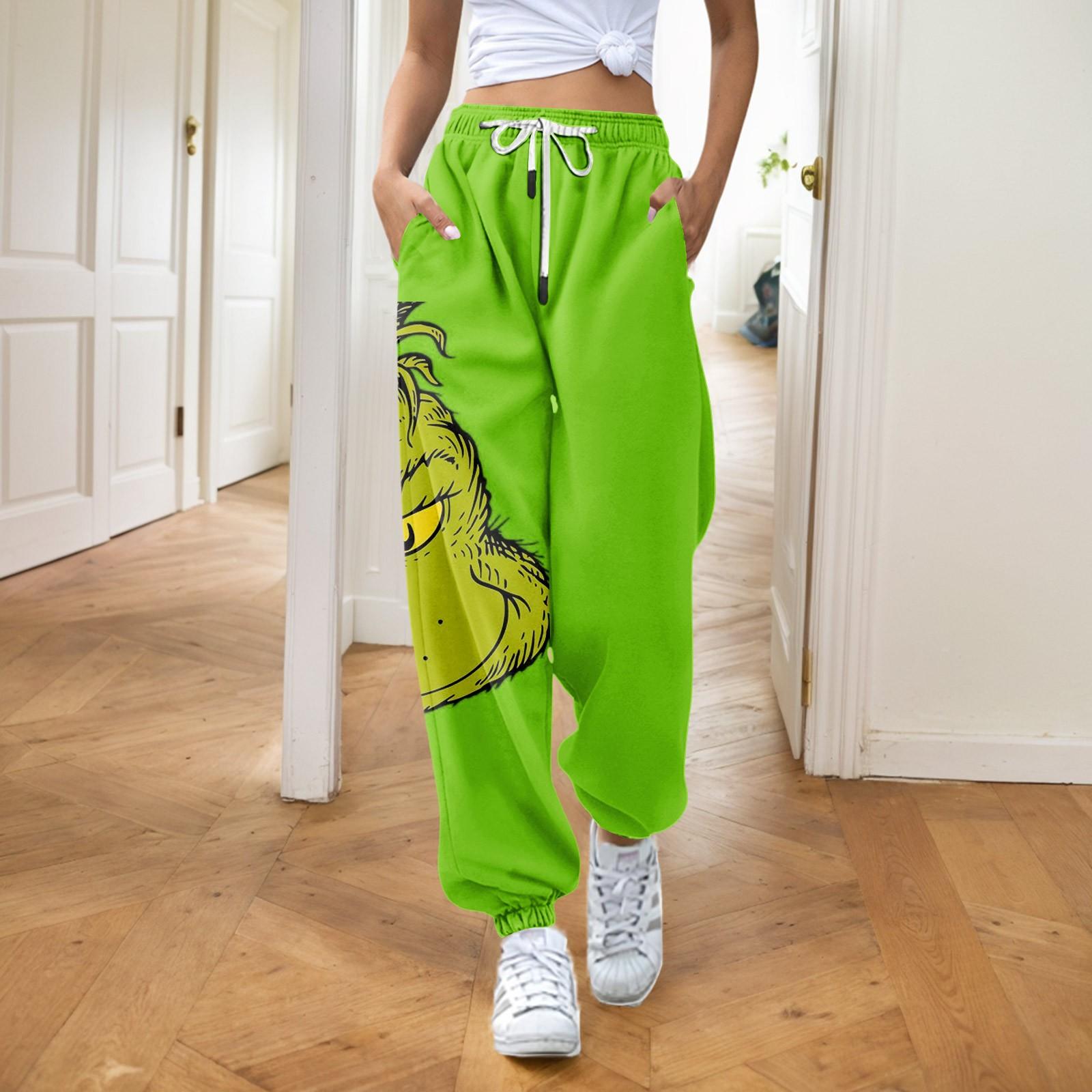 

Женские модные рождественские свободные однотонные повседневные спортивные брюки с завязками на талии L