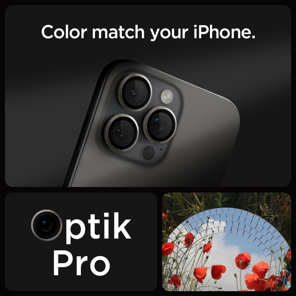 Osłona Aparatu Spigen Optik Pro Glas.tr Ez Fit Camera Protector 2-Pack Iphone 14 Pro / Pro Max / 15 Pro / Pro Max / 16 Pro / Pro Max Natural Titanium