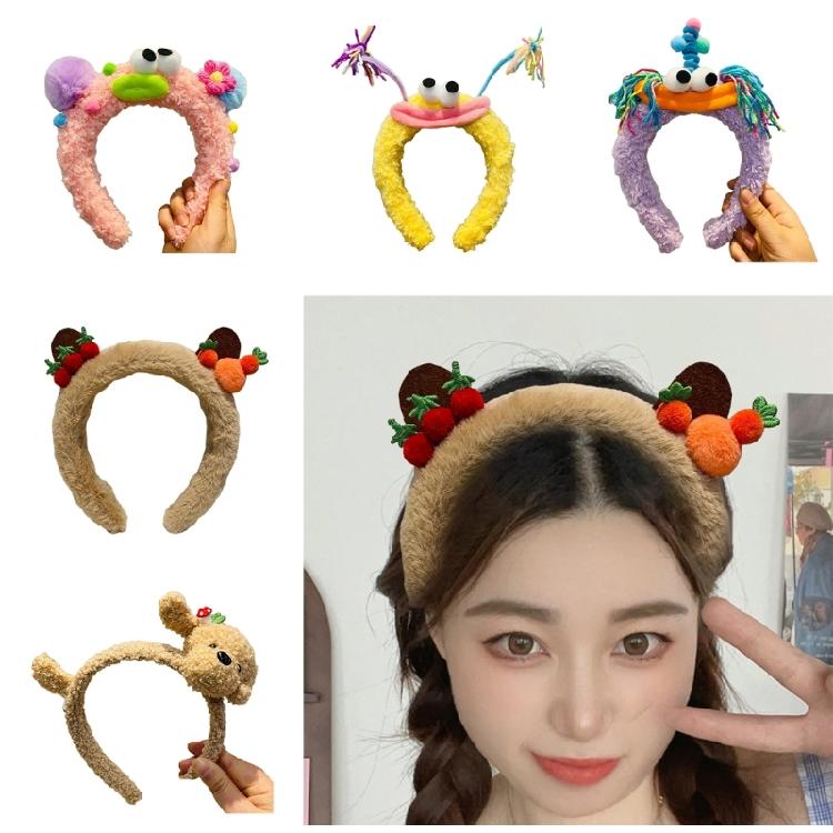 Cute Bear Hairband Plush Headwear Cartoon Headbands Essential for Hairstyles