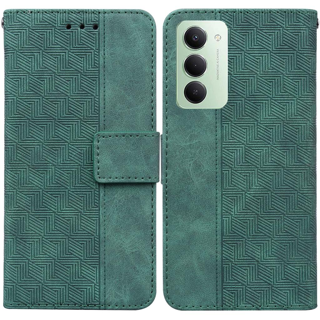 For Xiaomi Redmi 15 5G (Global) (169mm) Case Geometry Pattern Leather Wallet Phone Cover with Wrist Strap