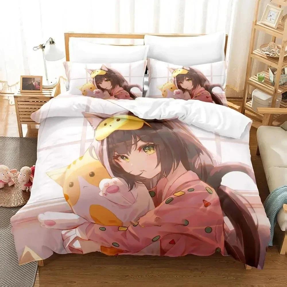 Kawaii Anime Princess Connect! Re Dive Bedding Set Boys Girls Twin Queen Size Duvet Cover Pillowcase Bed Kids Adult Home Textile
