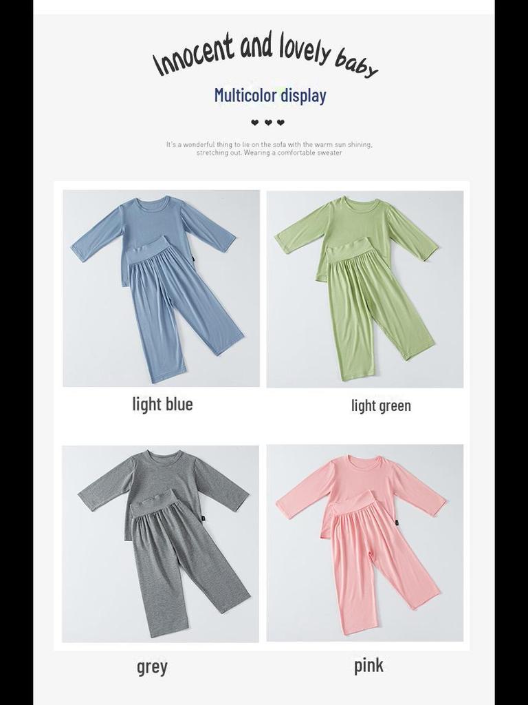 Modaler dünner Kinderpyjama mit hoher Taille - Sommer-Langarmset für Jungen und Mädchen