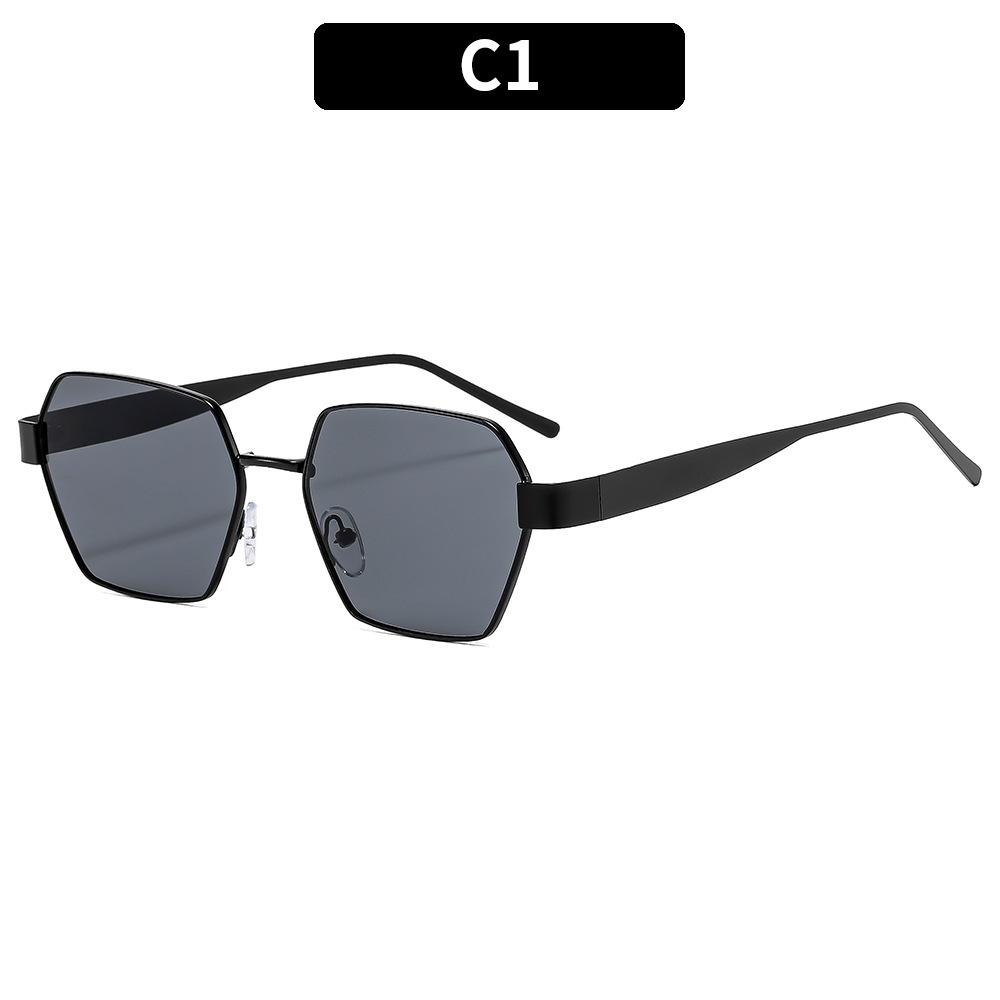 

European and American high-end sense elegant thin-sided polygon UV-proof sunglasses big face thin polarized sunglasses