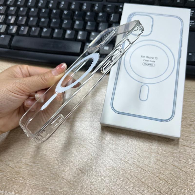 Magnetic Transparent Phone Case for iPhone 13 Pro Max, 14, 15, 16, and 17e