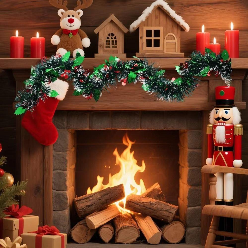 2PCS Reusable 2M Christmas Garland DIY Pendant Prop Tinsel Garland Shiny Tinsel Adjustable Christmas Decor Home Decoration