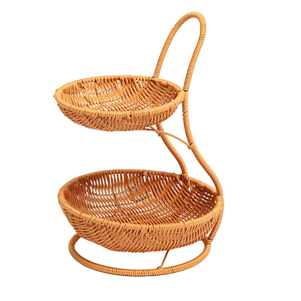 Stackable Plastic Wicker Basket Breathable Design Decorative Fruit Tray For Freshness Produces Storage Indoor Outdoor Use