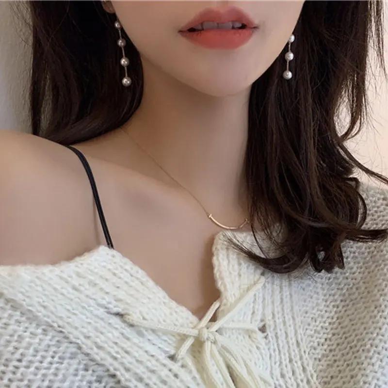 Fashion Zircon Long Earring For Women Cute Korean Crystal Rhinestone Chain Drop Earrings Bridal Wedding Party Zircon Gifts 2024