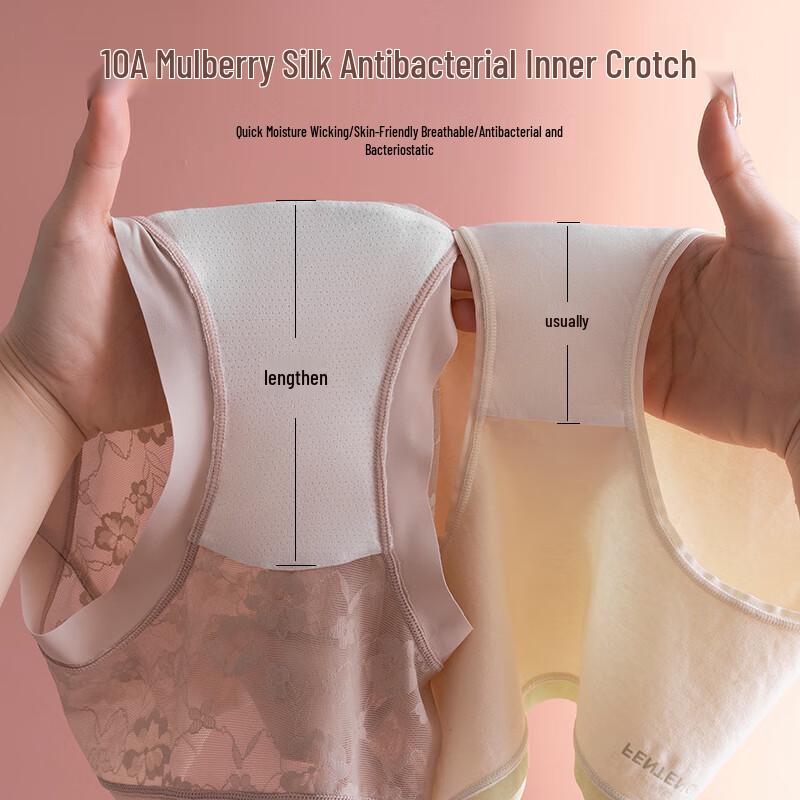 Palando Women's Lace Silk-Lined Seamless Mid-Waist Briefs