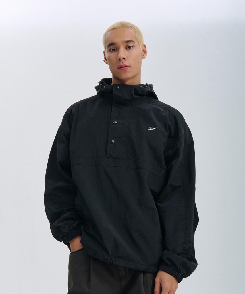 Ninez Hidden Placket Hooded Anorak (2 Colors)