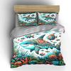 Colorful Ocean Shark Decor Set Multiple Sizes Kid'S And Adults' Bedroom Exquisite 3Pc Bedding Set, Gift