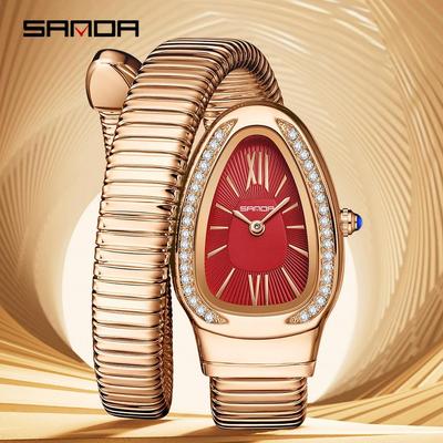 Ceas de damă high-end în formă de șarpe, incrustat cu diamante, temperament retro, lux ușor, ceas de damă cu quartz