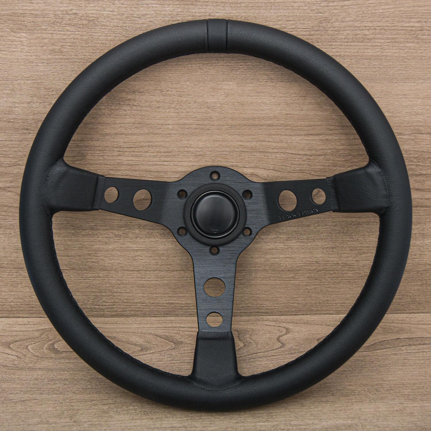 14inch Black Edition Suede Leather Steering Wheel Deep Dish Racing Sports Steering Wheel Napa