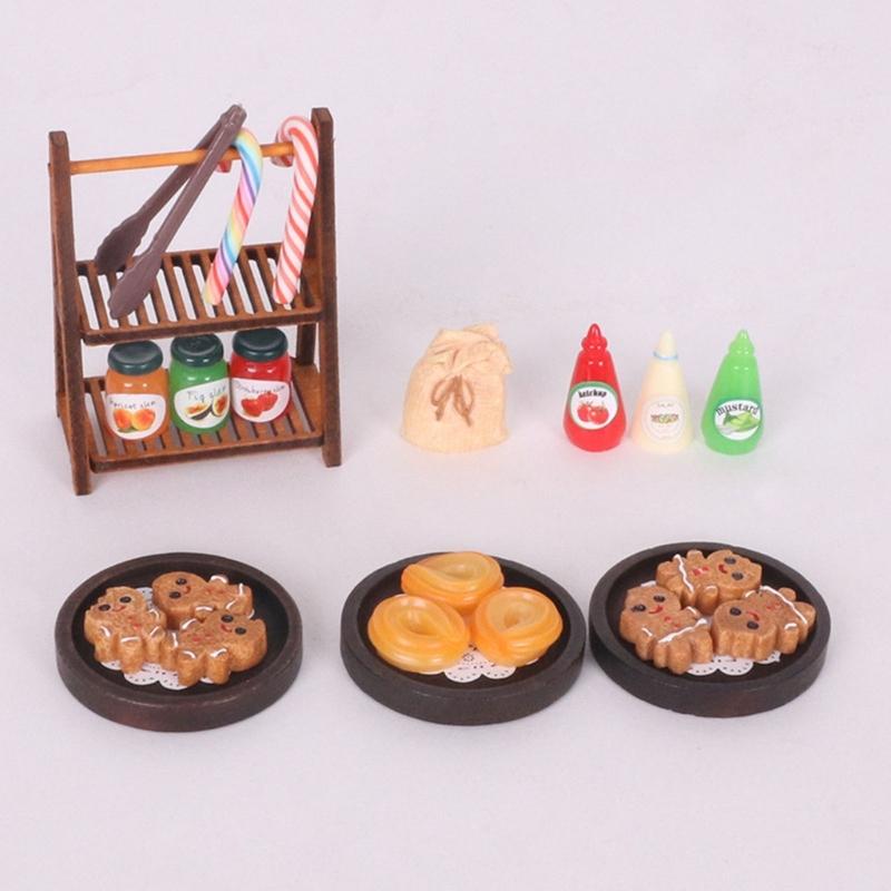 Realistic Dollhouses Candy Display Shelf Pastries Resin Structure Compatible With Miniature Furniture