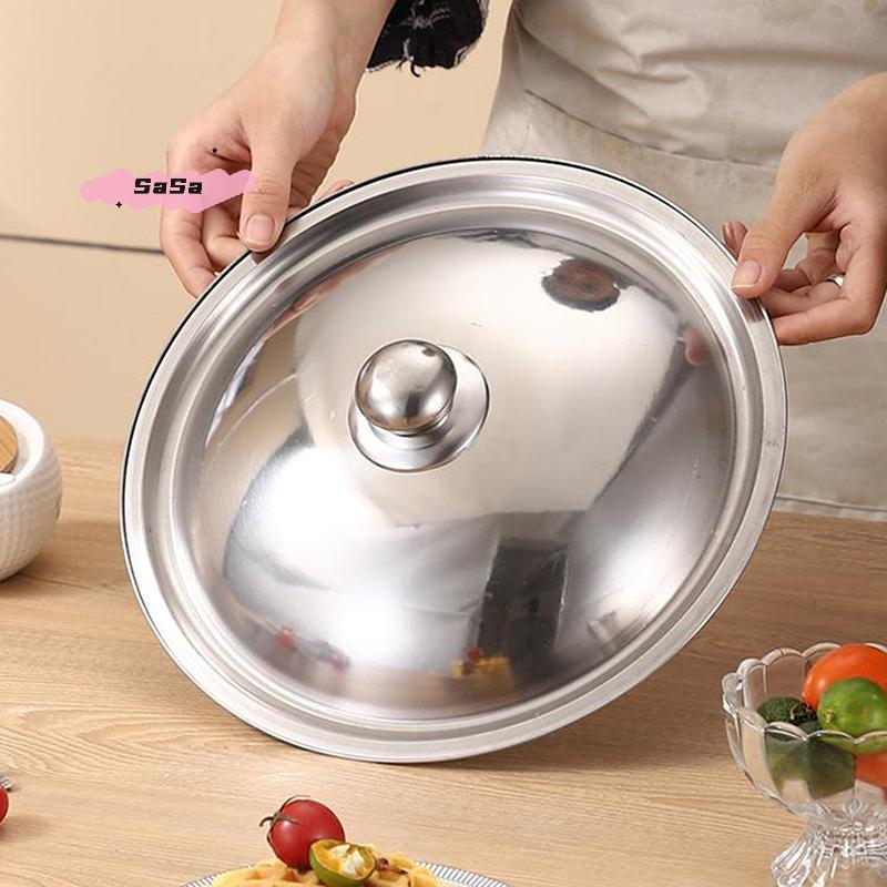 1PC Universal Stainless Steel Round Pot Lid Smooth Edge 10-32cm Frying Pan Cover Dishwasher Safe for Skillet Wok Pot