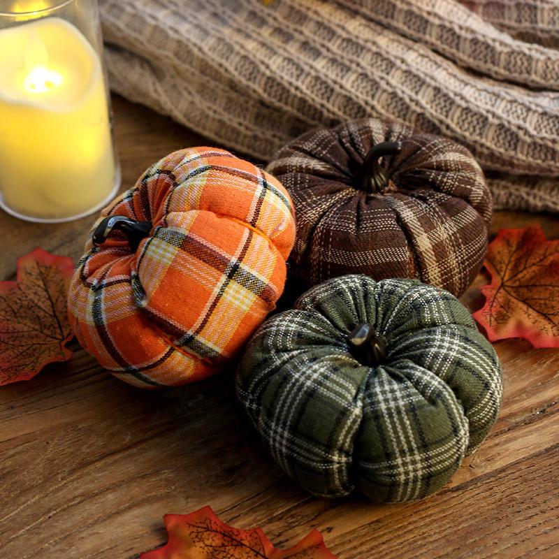 Decorazione Zucca in Tessuto per Halloween per Scena del Raccolto Autunnale in Stile Rustico