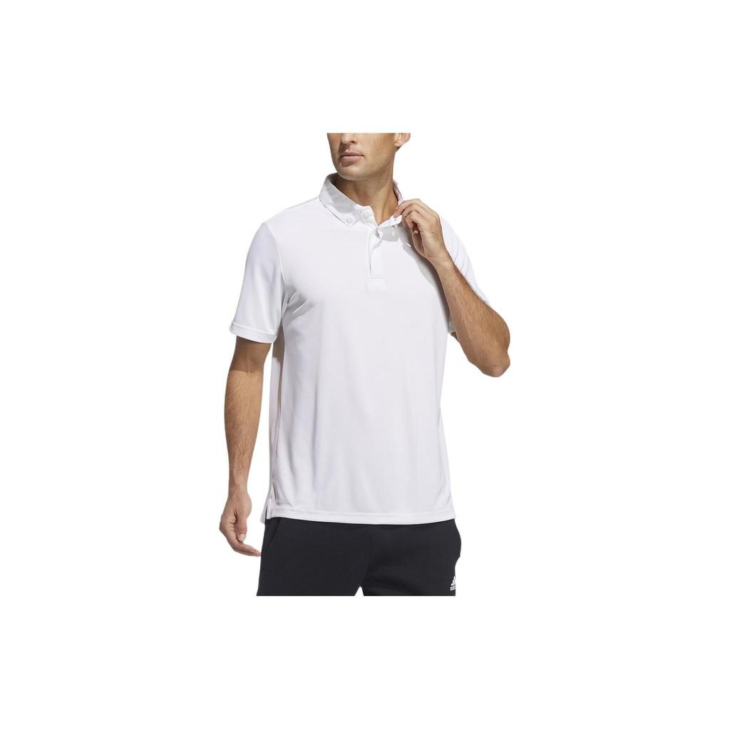 Adidas Solid Color Sports Casual Short Sleeve Polo Shirt Men Tops White GN0810
