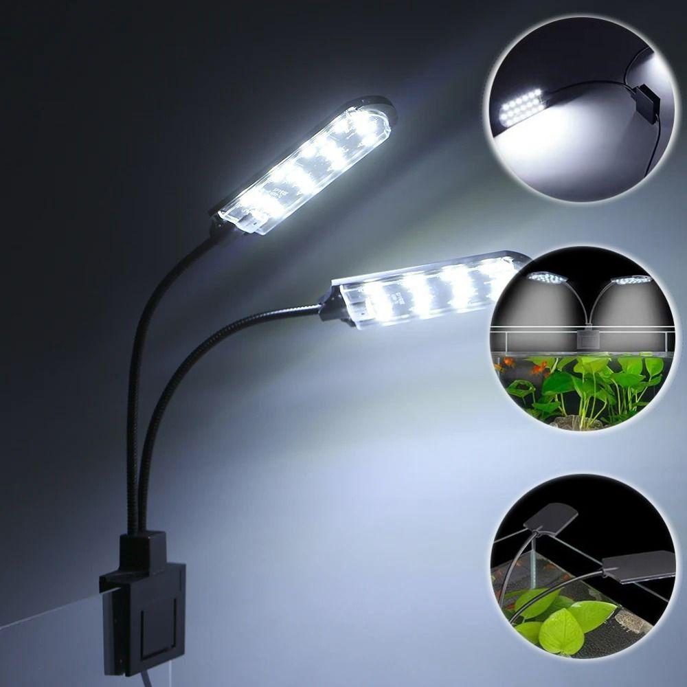 White Light Fish Tank Clip Lamp Flexible Bendable Fish Tank Light Landscape Lamps  Home Aquariums