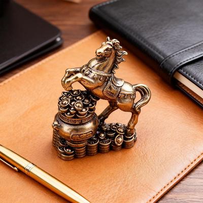 Chinese Zodiac Horse Statue Brass Horse Desktop Decoration Living Room Tea Table Sculpture Metal Craft Home Decorations