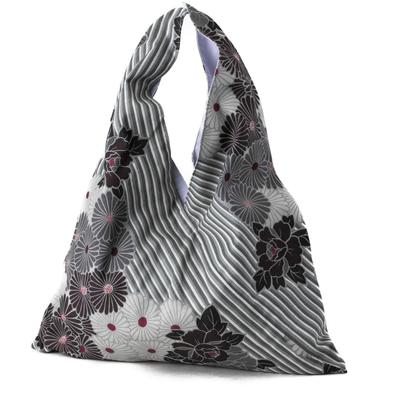 Japanese Pattern Furoshiki Bag Flower Eco Sub Tote In Clothing Kimono Yukata Respect for the Aged Birthday Gift [Noren] (Higashibukuro/Retro - Black)