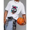 Alpha Wolf Graphic T Shirt White Street Style Wolf with Red Cap and Gold Chain Print for Casual Wear