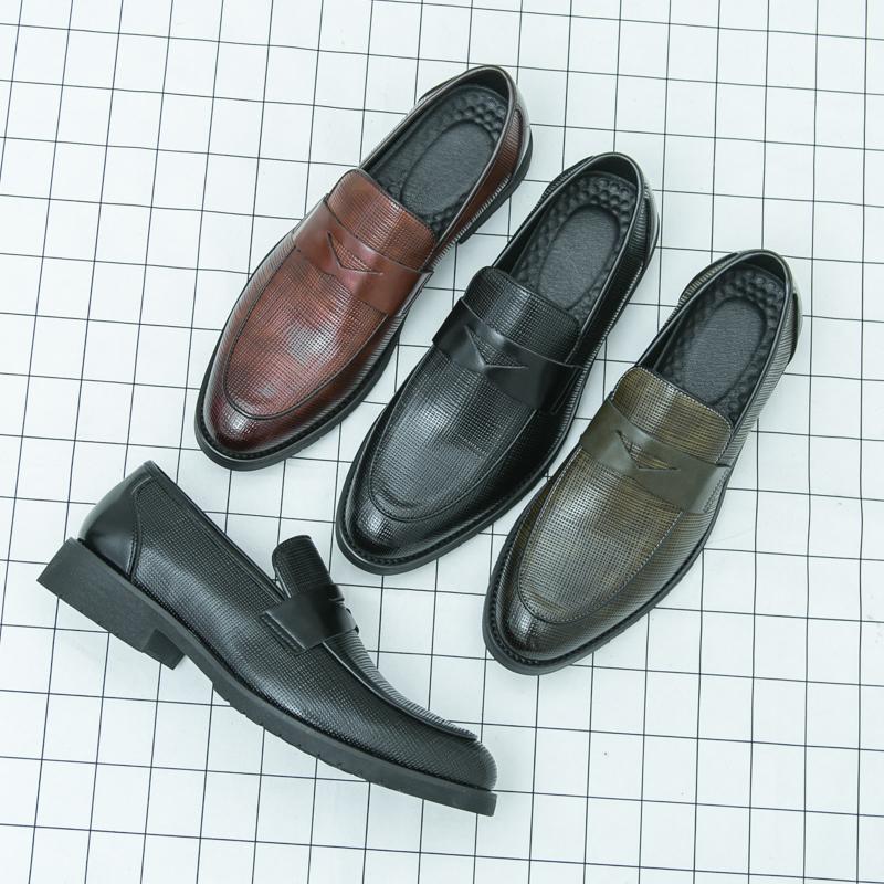 American Retro Men Loafers Slip-on Casual Comfortable Brand Leather Shoes Business Office Gentleman Dress Shoes Men Size 38-48