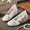 Women's Increased Internal Wedges Embroidered Shoes Ethnic Style Round Toe Shallow Slip On Lightweight Cheongsam Shoe Hanfu Shoe