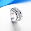 Huitan Fashion Contracted Office Lady Finger Rings Silver Color Wave Shape Shine CZ Stone Simple Daily Wear Party Women Jewelry