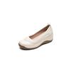2025 Foreign Trade New Autumn Casual High-heeled Small Leather Shoes Platform-soled Lazy Muffin Shoes Women's Round Head One-pedal Single Shoes
