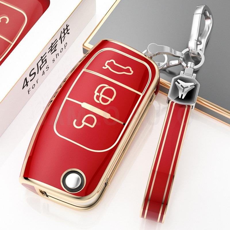 New Tpu Car Key Case Cover For For Ford Focus 2 Mk2 Fiesta Mondeo Galaxy Falcon Territory Ecosport Kuga Escape Keychain Rings