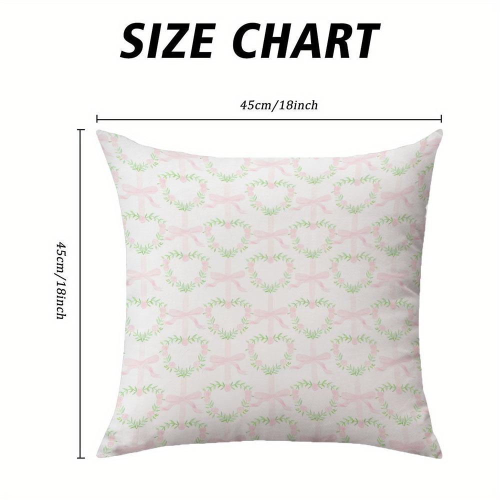 Pink Wreath Square Jacquard Pillow Cover for Sofa Office Waist Cushion Cover Home Decorative Pillowcase