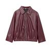 Wine Red Faux Leather Jakcet Fashion Outerwear Thicken Zipper Lapel Pu Coats Autumn Winter Streetwear Ladies Tops Women