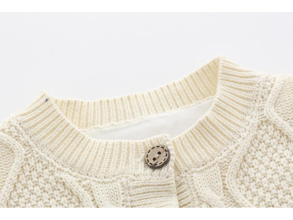 Wool Knitted Baby Onesie with Fleece Lining - Winter Crawling Suit for 100-Day or First Birthday