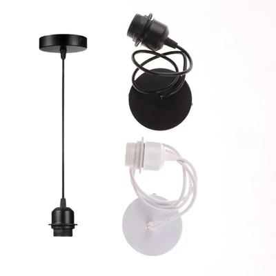 1 Set Nordic Half Teeth Lampshade Base Vintage E27 Hanging Lamp Holders With 0.8/1/1.2/1.5M Cable Ceiling Lamp Holder Socket