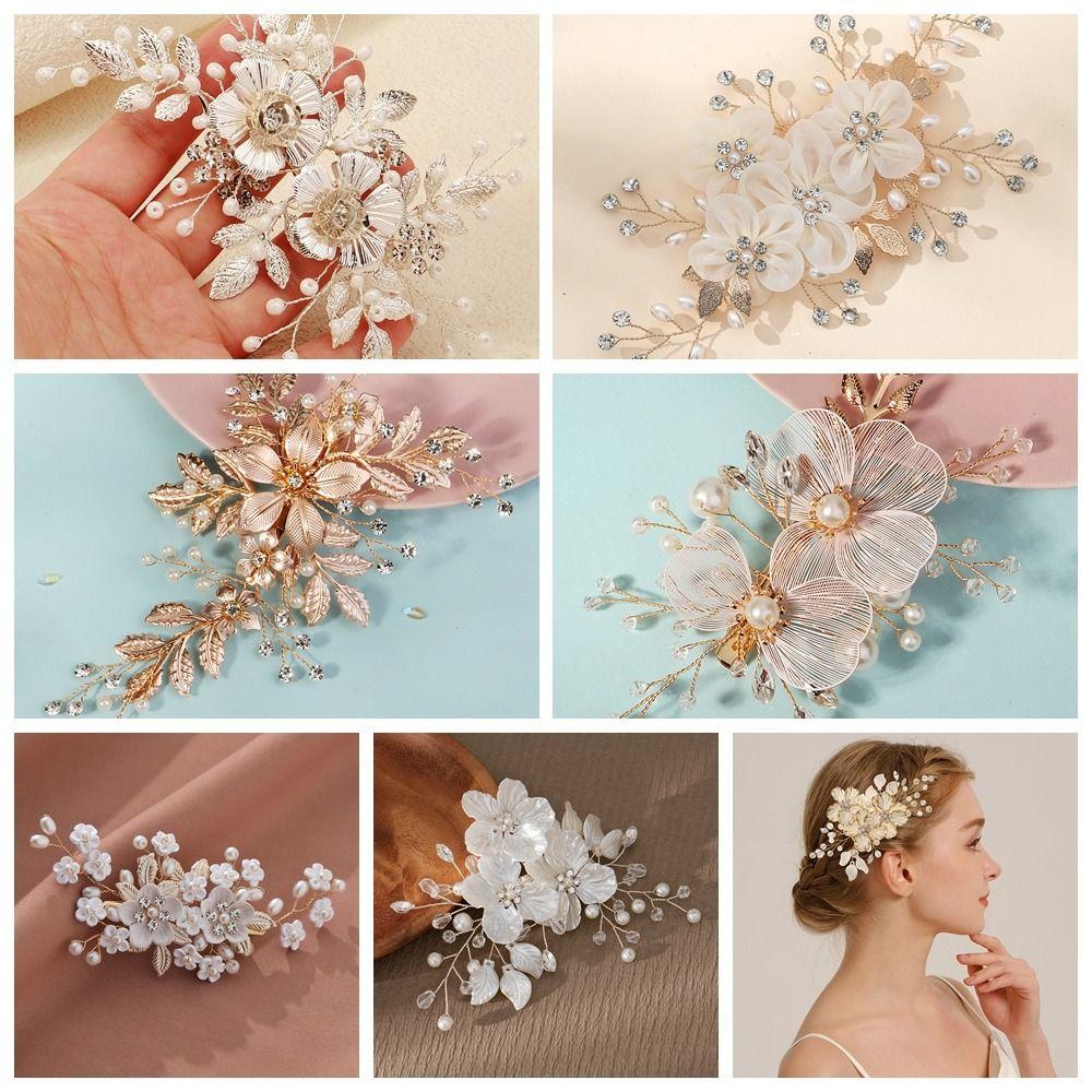 French Style Bridal Hair Clip Silk Flower Wedding Headdress Korean Bride Hairpin  Bride Accessories