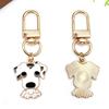 Cartoon Black & White Spotted Puppy Zinc Alloy U-Shaped Keychain Pendant