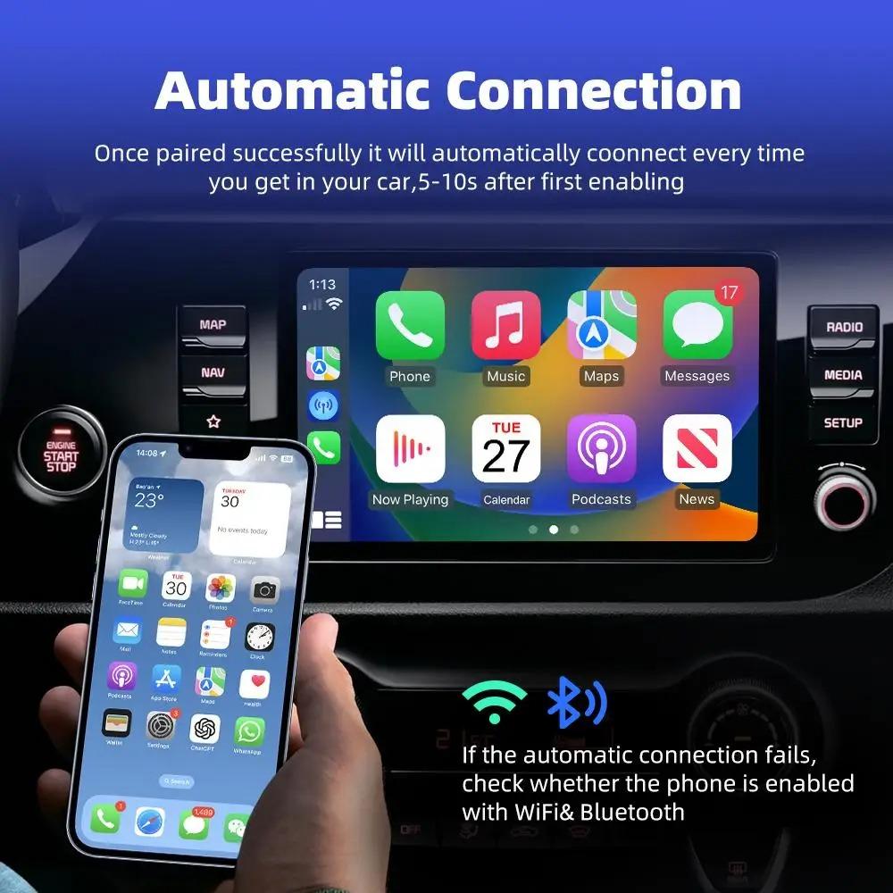 Mini 2 in1 Wireless Carplay Adapter for Android iPhone Auto Wired to Wireless AI Box Car Intelligent Systems with Wired CarPlay