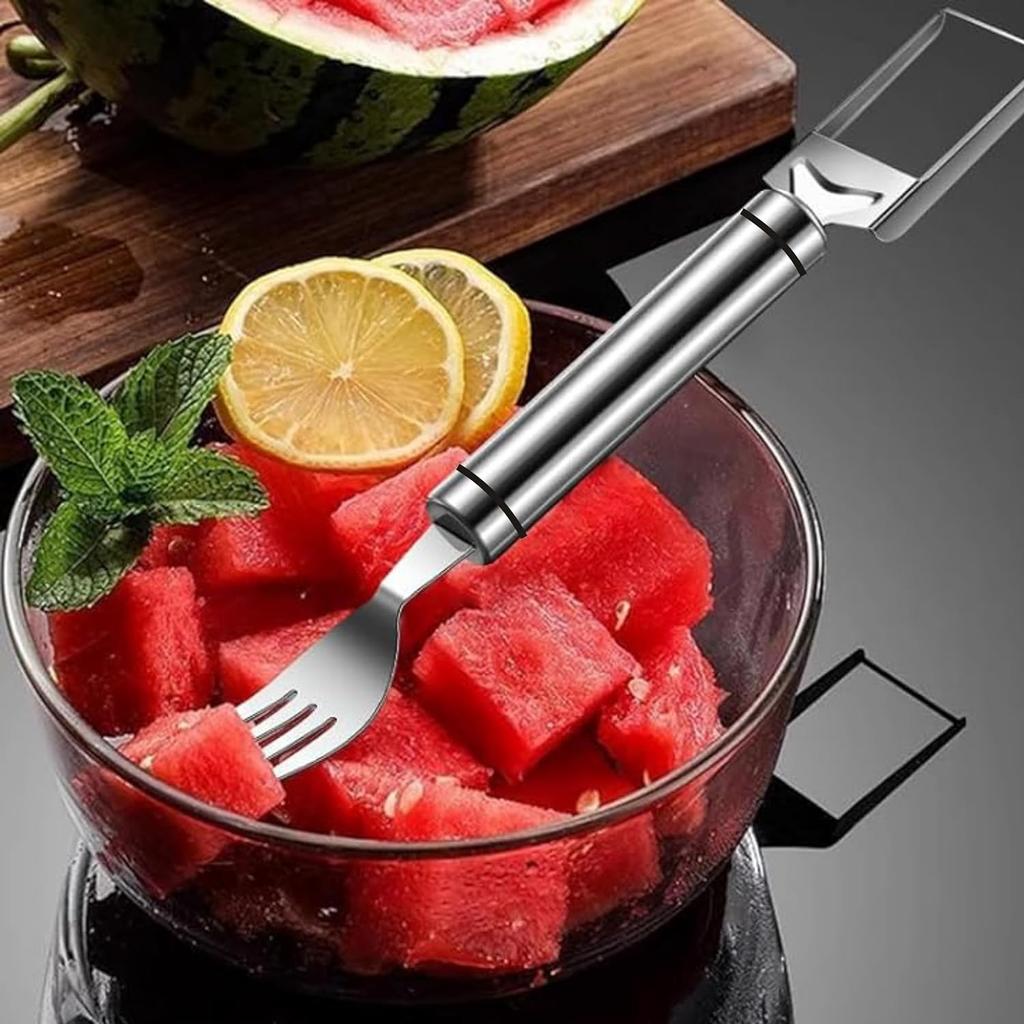 1pc Stainless Steel Watermelon Cutter Fork - Effortlessly Slice and Serve with Precise Cutting and Dividing - Durable and Rust-Resistant Construction