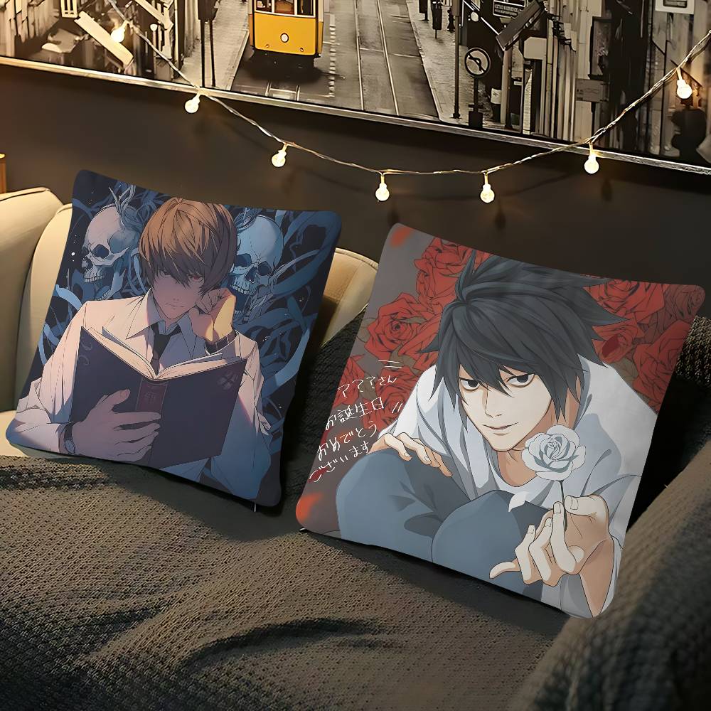 D-Döden Anime N-Anteckning Kuddfodral Avtagbart Tvättbart Kuddfodral – Mjukt Linne för Alla Årstider