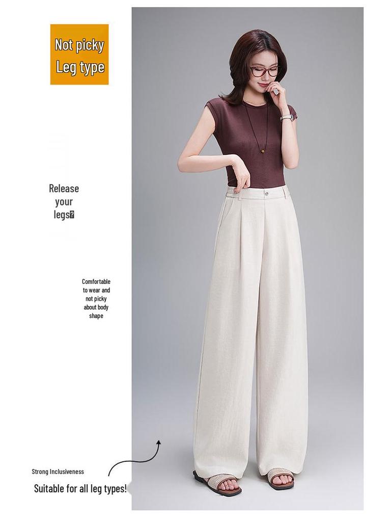 Curved Knife High-Waisted Wide-Leg Pants for Women - Spring/Autumn 2026 Casual Loose Drape Style
