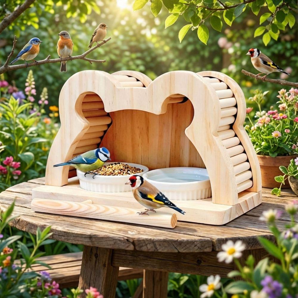 Large Capacity Wooden Bird Nest House Bite Resistant Bird Perch Bird Feeding Station  Aviary Use