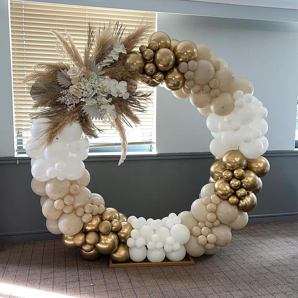 142PCS White Sand Balloons Garland Arch Kit Metal Gold Ballon Wedding Graduation Baby Shower Gender Reveal Birthday Party Globos