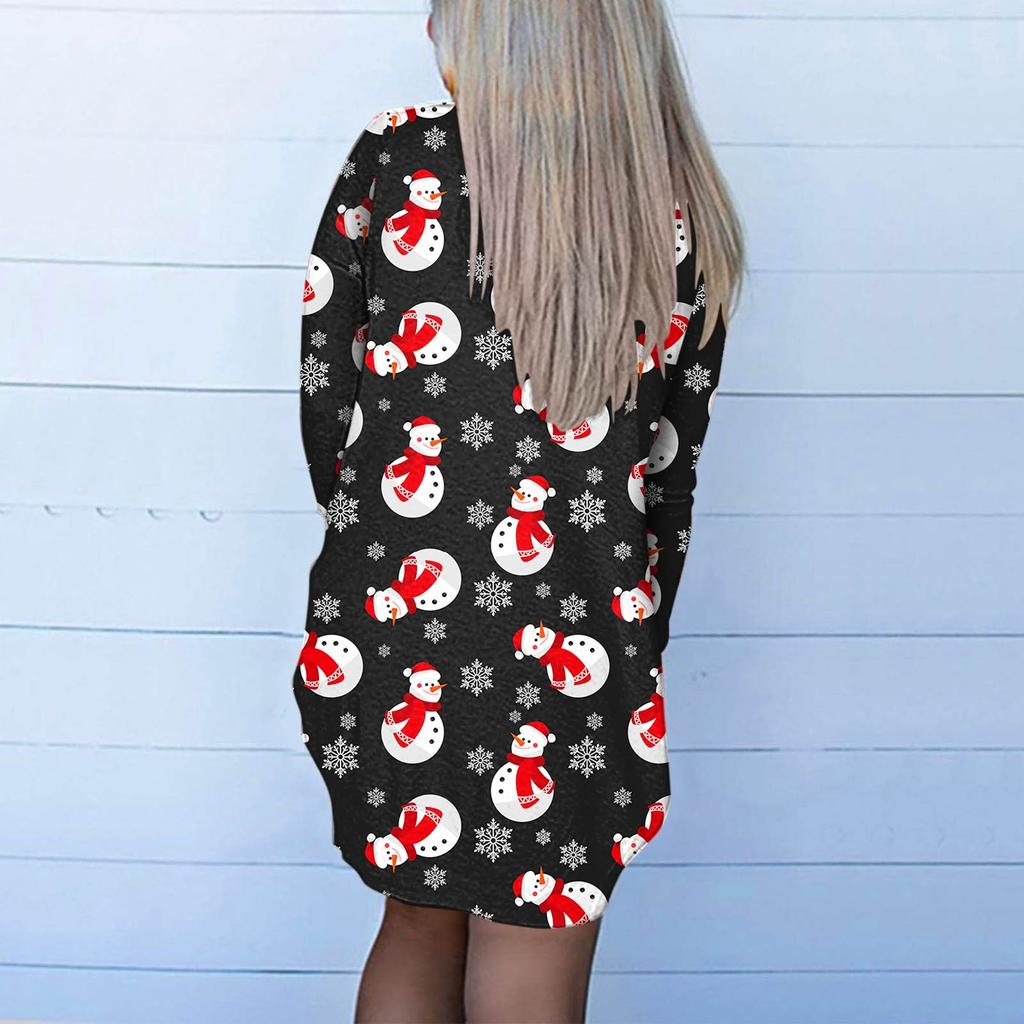 Kvinners jul med lange armer foran cardigan trykt topp lett jakke