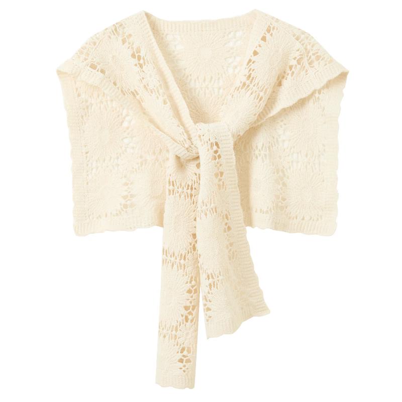 

Bohemian Crochet Cotton Shawl One Size