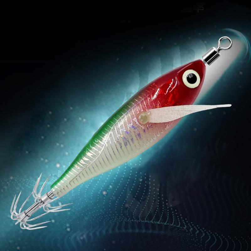 Assorted Color Round Belly Fishing Baits 3D Artificial Fishing Squid Jig Lures with Shrimp Designs for Effective Fishing