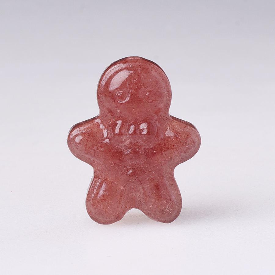 Price Mix Material Natural Crystal Quartz Mini Christmas Gingerbread Man Carving for Gifts